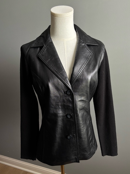 Style & Co. Jackets & Blazers - Style & Co Vintage Leather Front Sweater Jacket